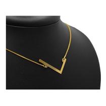 Colar Corrente Pingente Placa Nome Letra L Exclusivo Premium