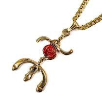 Colar Corrente Pingente Pomba Gira Tridente 3,8cm Dourado Colar Corrente Pingente Pomba Gira Tridente 3,8cm Dourado