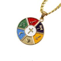 Colar Corrente Pingente Sete Linhas 3 cm Dourado