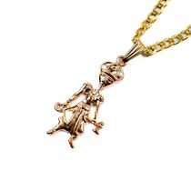 Colar Corrente Pingente Xangó 3,1 cm Dourado