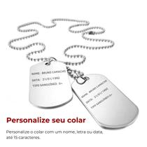 Colar Corrente Placa Lisa Dog Tag Aço Inox Personalizável