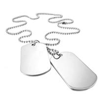 Colar Corrente Placa Lisa Dog Tag Sem Licenciadores Aço Inox