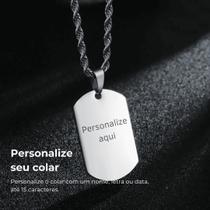 Colar Corrente Placa Lisa Personalizada Aço Inox Prateado Colar Corrente Placa Lisa Personalizada Aço Inox Prateado