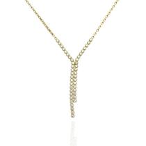 Colar Corrente Prata Folheado A Ouro 18k Com Pedras Colar Corrente Prata Folheado A Ouro 18k Com Pedras