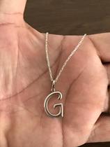 Colar Corrente Prata Legitima 925 C/ Pingente Letra G 60 Cm