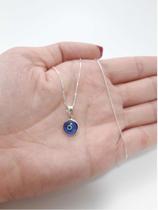 Colar Corrente Prata Legítima 925 Ping. Olho Grego 40cm Colar Corrente Prata Legítima 925 Ping. Olho Grego 40cm