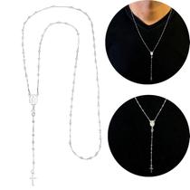 Colar Corrente Terço Masculino Imagem Nossa Senhora das Graças e Cruz Prata Legítima 925 Marca Andréia Branco Acessórios Colar Corrente Terço Masculino Imagem Nossa Senhora das Graças e Cruz Prata Legítima 925 Marca Andréia Branco Acessórios