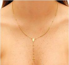 Colar Corrente Terço Pescoço 50cm Crucifixo Folheado Colar Corrente Terço Pescoço 50cm Crucifixo Folheado