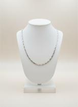 Colar Corrente Trançada 2 fios entrelaçados Italiana Aço Inox 45cm