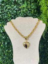 Colar corrente trançada pingente coração blogueira
