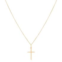 Colar Corrente Veneziana 50cm Pingente Crucifixo Ouro 18k 750