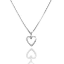 Colar Corrente Veneziana com Coração Liso Vazado Prata 925