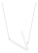 Colar Corrente Veneziana com Pingente Letra V Com Prata 45cm Colar Corrente Veneziana com Pingente Letra V Com Prata 45cm