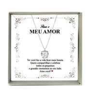 Colar Corrente Veneziana Feminina Ponto De Luz Coração Prata 925 Transparente 50cm