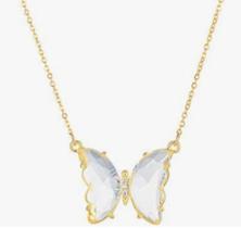 Colar Corrente Veneziana Feminino com Pingente Borboleta Cristal e Zircônia Folheado Ouro 18k Gargatilha Moda Luxo Colar Corrente Veneziana Feminino com Pingente Borboleta Cristal e Zircônia Folheado Ouro 18k Gargatilha Moda Luxo