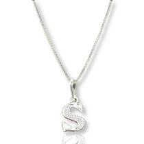 Colar Corrente Veneziana Pingente Letra Inicial Nome Prata Colar Corrente Veneziana Pingente Letra Inicial Nome Prata