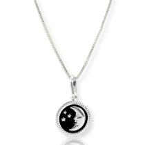 Colar Corrente Veneziana Pingente Lua Estrela Prata Delicado Colar Corrente Veneziana Pingente Lua Estrela Prata Delicado