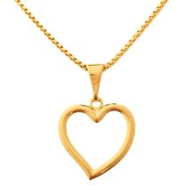 Colar Correntinha Gargantilha Cordão Com Pingente Coração Banhado a Ouro 18k - Corrente Veneziana 40 cm x 1 mm Colar Correntinha Gargantilha Cordão Com Pingente Coração Banhado a Ouro 18k - Corrente Veneziana 40 cm x 1 mm