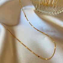 Colar correntinha mini corações lisos 50cm banhado a ouro 18k