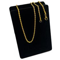 Colar Corrrente Cordão Baiano Masculina Banhado Ouro 45cm fino Trançado
