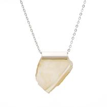 Colar corrrente portuguesinha retangulo com pedra natural rodio branco