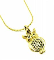 Colar Coruja Cravejada De Zirconias Banho De Ouro 18k 605 Colar Coruja Cravejada De Zirconias Banho De Ouro 18k 605