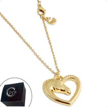 Colar Country Elo Português Coração Cavalo Banhado a Ouro Colar Country Elo Português Coração Cavalo Banhado a Ouro