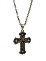 Colar Cowboy Fé Cruz Inox Pedras Pratas