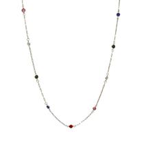 Colar Cristais Coloridos Folheado em Ródio Branco Softjoias