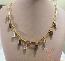 Colar cristal black diamond com corrente ana walcacer semijoias.