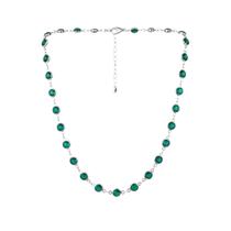 Colar Cristal Esmeralda Redondo Banhado a Prata