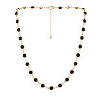 Colar Cristal Negra Redondo Banhado a Ouro