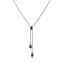 Colar Cristal Roxo e Verde Musgo Ródio Negro Colar Cristal Roxo e Verde Musgo Ródio Negro