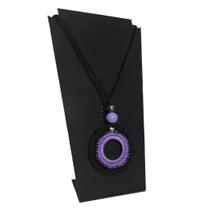 Colar Crochê Preto Lilás Feminino VOCÊ PODE Bijuterias