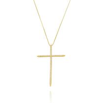 Colar Crucifixo Cravejado - Semijoia Banho Ouro 18 K Colar Crucifixo Cravejado - Semijoia Banho Ouro 18 K