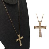 Colar Crucifixo Cravejado Zircônia Folheado Ouro -r.03 Colar Crucifixo Cravejado Zircônia Folheado Ouro -r.03