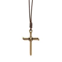 Colar Crucifixo Cruz Prego Dourado