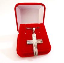 Colar Crucifixo Fé Jesus Cordão Aço Inox