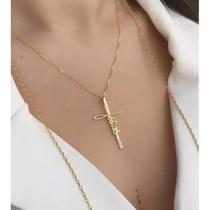 Colar Crucifixo Jesus Em Microzircônia Banhado A Ouro 18k