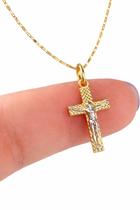 Colar Crucifixo Ouro 18K Corrente 60cm Pingente 2cm Religioso