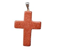 Colar Crucifixo Pedra do Sol Pino Envolto em Prata Colar Crucifixo Pedra do Sol Pino Envolto em Prata