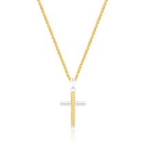 Colar Crucifixo Revestido em Ouro e Prata com Cristais