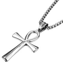 Colar Cruz Ankh Símbolo Egípcio Da Vida Aço Inoxidável