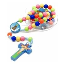 Colar cruz colorida rosario infantil Colar cruz colorida rosario infantil