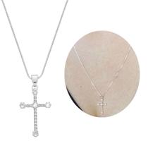 Colar Cruz Cravejada Torcida Prata 925 Banhada Semijoia 60cm Colar Cruz Cravejada Torcida Prata 925 Banhada Semijoia 60cm