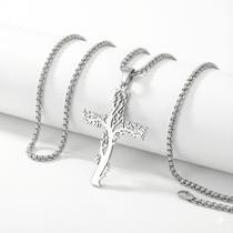 Colar Cruz de Cristo e Arvore da Vida Aço Inoxidável Colar que Une Fé e Eternidade Cor:Prata