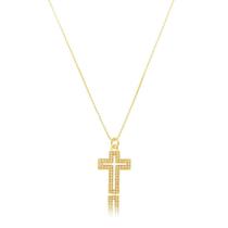 Colar Cruz Micro Zircônia Vazado - Ouro