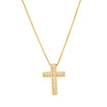 Colar Cruz Pedras de Zirconias Semi Joias Banhado Ouro 18k