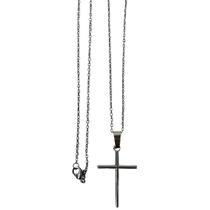 Colar Cruz Prata Corrente Aço Crucifixo Pingente Lisa Cordão Prateado Masculina Feminina + Caixinha