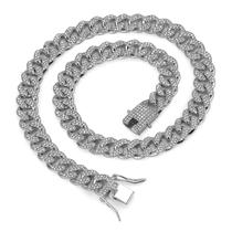 Colar cuban Link Chain de 13 mm, banhado a ouro, strass completo Colar cuban Link Chain de 13 mm, banhado a ouro, strass completo